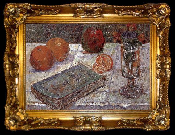framed  Paul Signac The still life having book and oranges, ta009-2